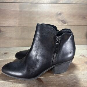frye judith womens size 6.5 shoes black leather side zip heel ankle boots